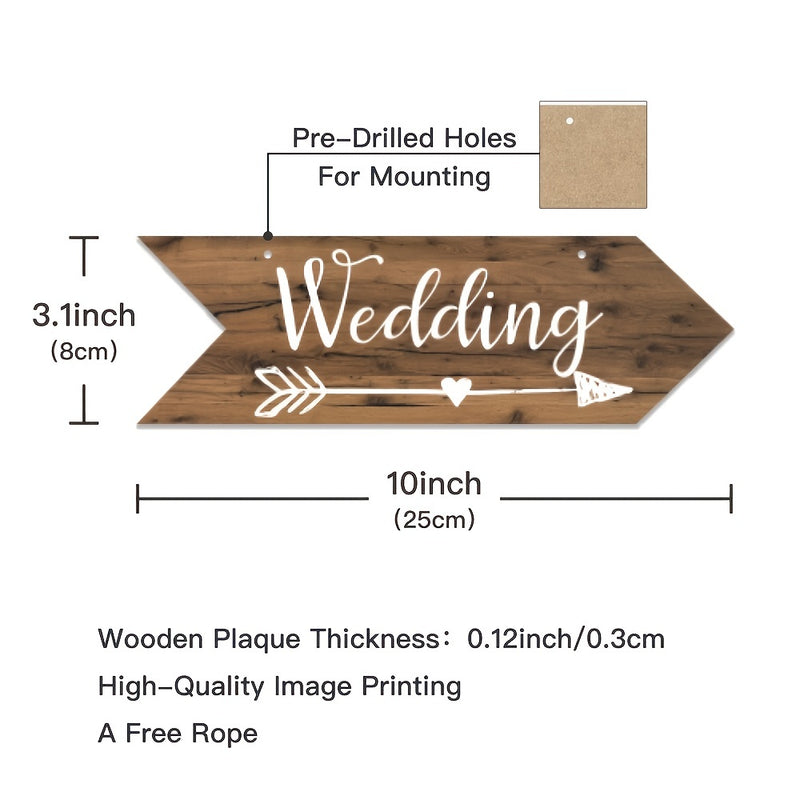 Elegant Wedding Arrow Wooden Plate for Sweet Love Hanging - 7.87x25.4cm