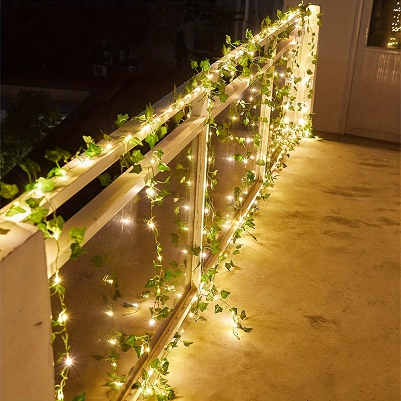 5M Battery Powered LED Leaf Fairy String Lights for Home and Garden Decor - Perfect for Holidays, Parties, and Gifts