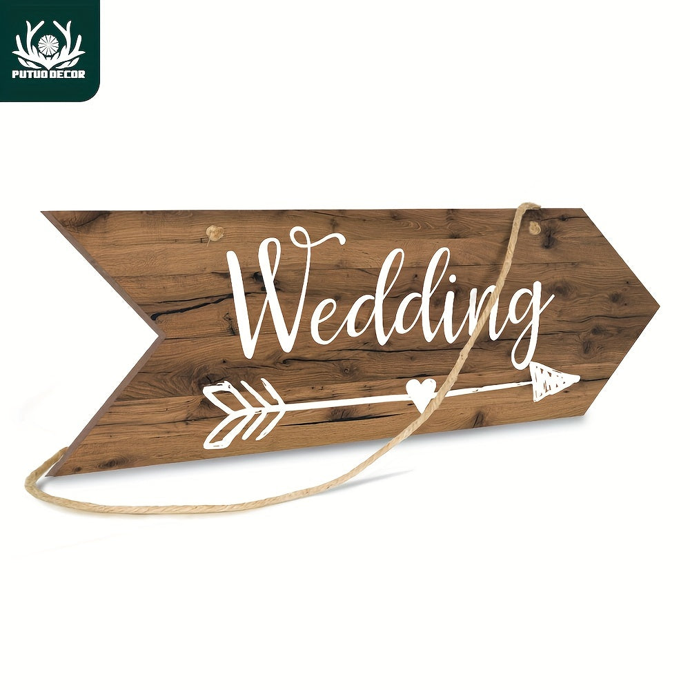 Elegant Wedding Arrow Wooden Plate for Sweet Love Hanging - 7.87x25.4cm