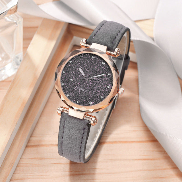 Romantic Bracelet Leather Wrist Watch - giftsvistas.com