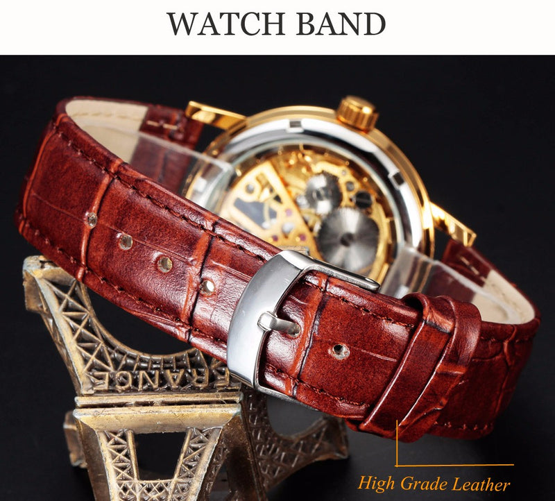 Luxury Gold Transparent Skeleton Watch For  Men - giftsvistas.com