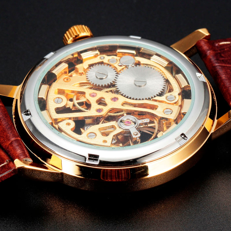 Luxury Gold Transparent Skeleton Watch For  Men - giftsvistas.com