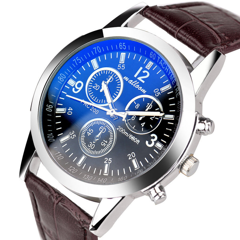 Malloom Men's Roman Numerals Blue Ray Glass Watch - giftsvistas.com