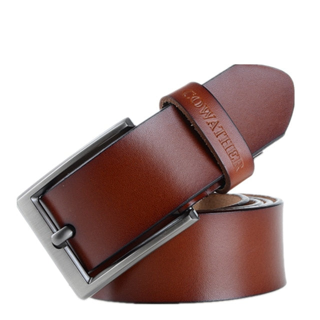 Luxury leather strap belts for men with vintage pin buckle - giftsvistas.com
